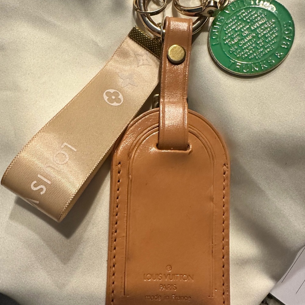 Louis Vuitton Brown Leather Tag keychain